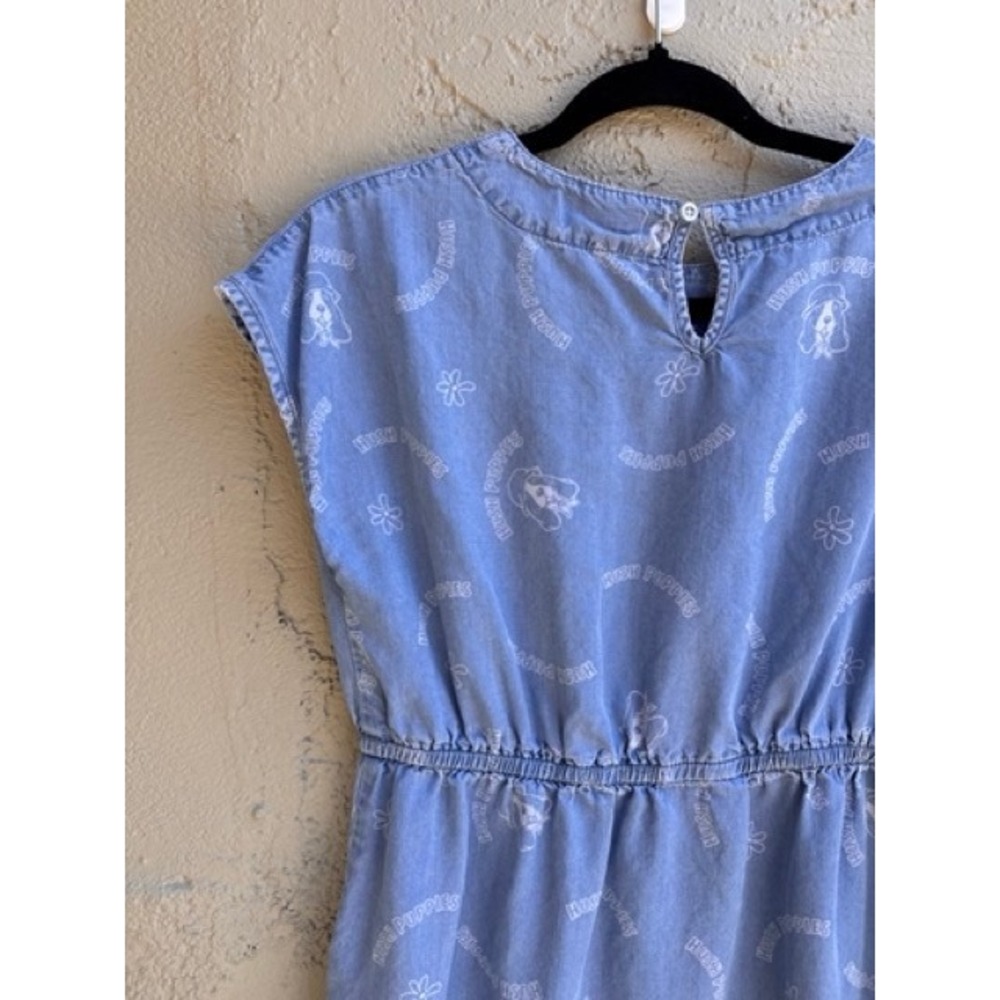 Hush Puppies Camden Dog Logo Print Elastic Waist Pockets Dress MEDIUM Retro - Picture 9 of 10